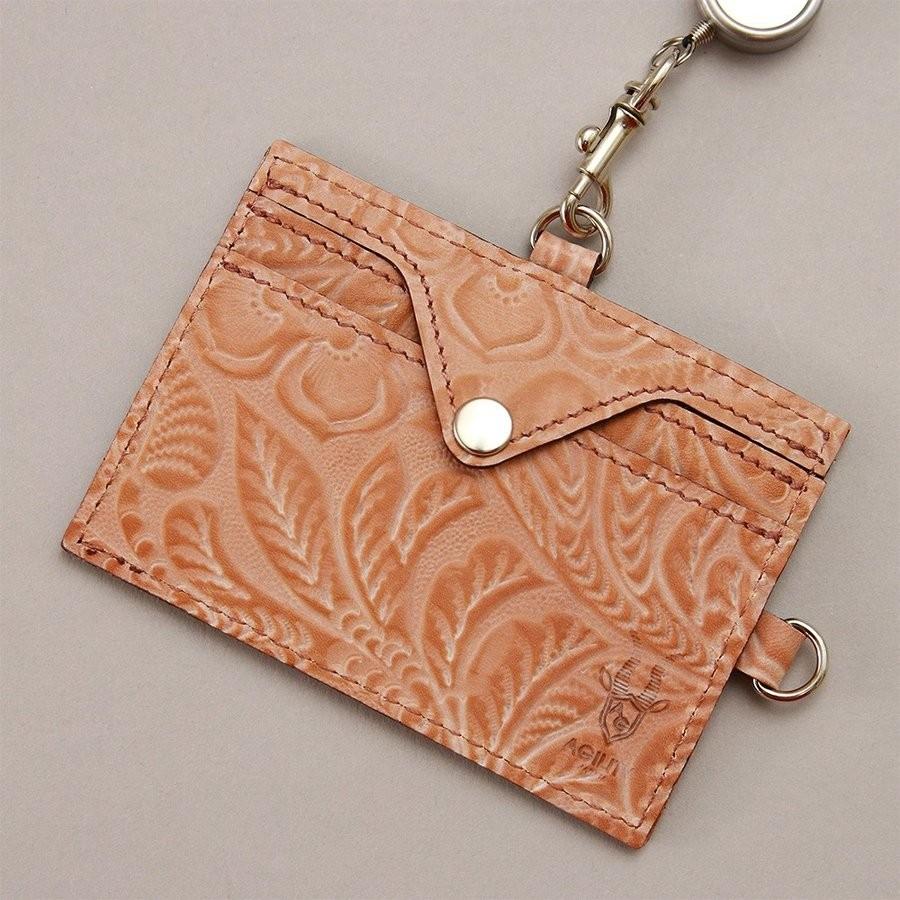 IDカードホルダー リール付き 本革 牛革 フラワー 型押し 社員証 入館証 名札 AGILITY affa アジリティ アッファ リールIDホルダー | AGILITY | 11