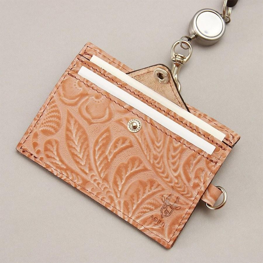 IDカードホルダー リール付き 本革 牛革 フラワー 型押し 社員証 入館証 名札 AGILITY affa アジリティ アッファ リールIDホルダー | AGILITY | 13