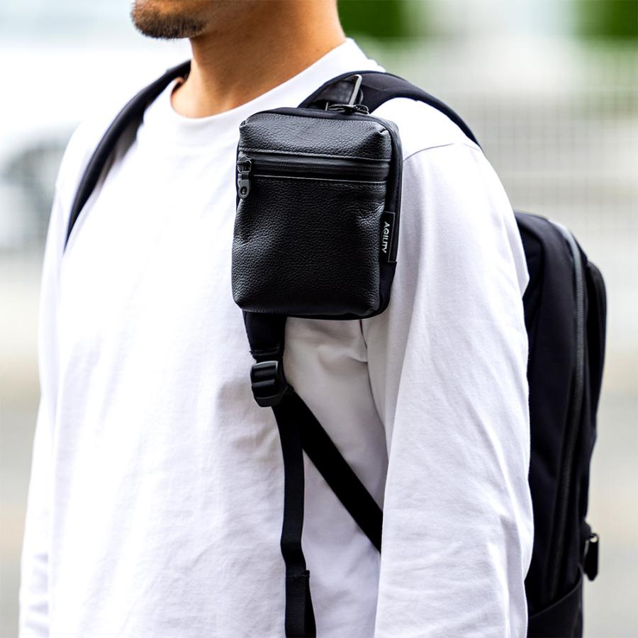 PORTER ミニブラックナイロンポーチベルトクリップつき 本革 ミニ ベルトポーチ スマホポーチ ウエストポーチ ヒップ ポーチ