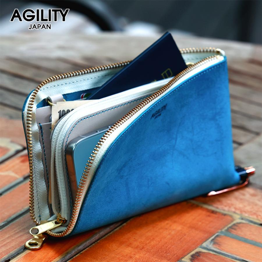 AGILITY 青色 長財布 ジッパーポケット付き AGILITY 青色 長財布 ジッパーポケット付き 財布 長財布 L字ファスナー