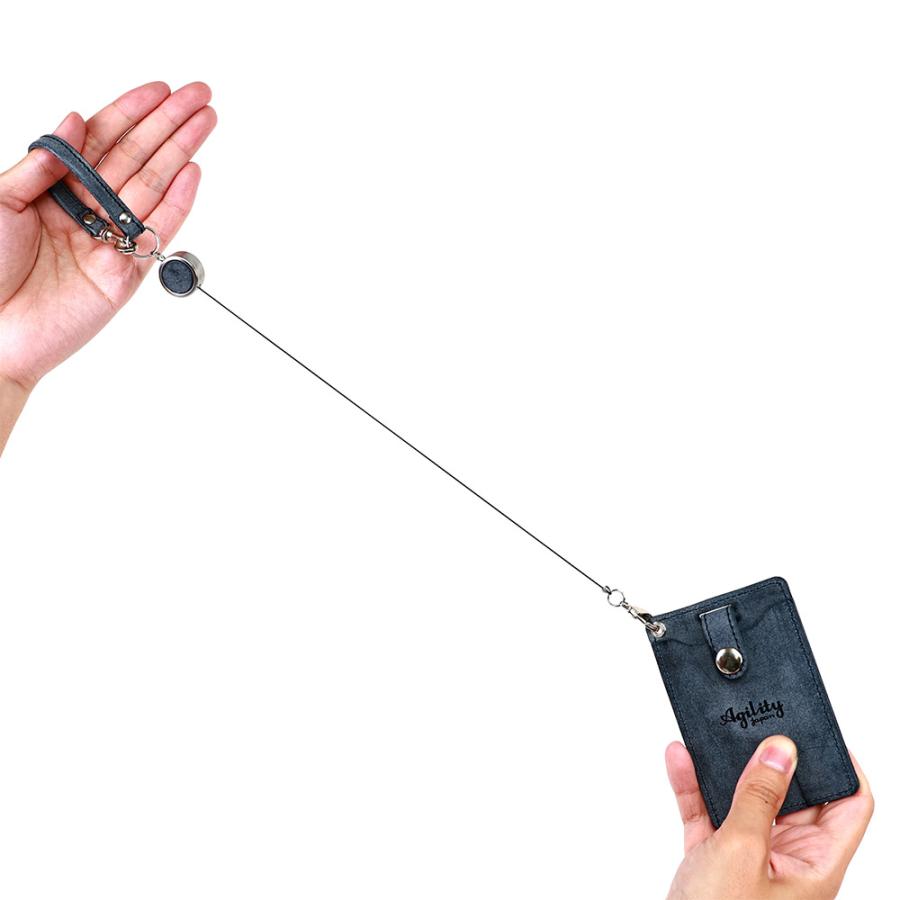 【ネコポス】パスケース リール 定期入れ メンズ リール付きパスケース ICカード 2枚 ペンギン 本革 AGILITY affa アジリティ アッファ ピスト[M便 4/5] | AGILITY | 24