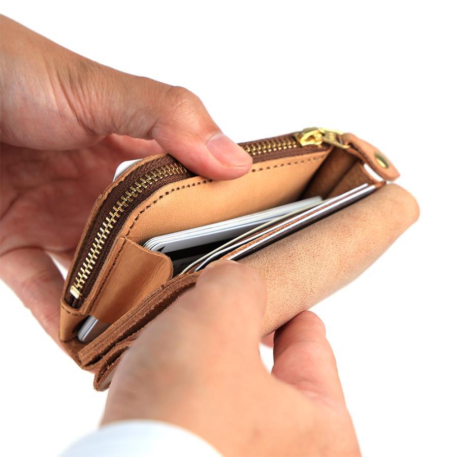 モワティエ【二つ折り財布 L字ファスナー コンパクト 本革 レザー】ベージュ モワティエ』(全6色)シビラ【二つ折り財布 フラップ 縦 L字