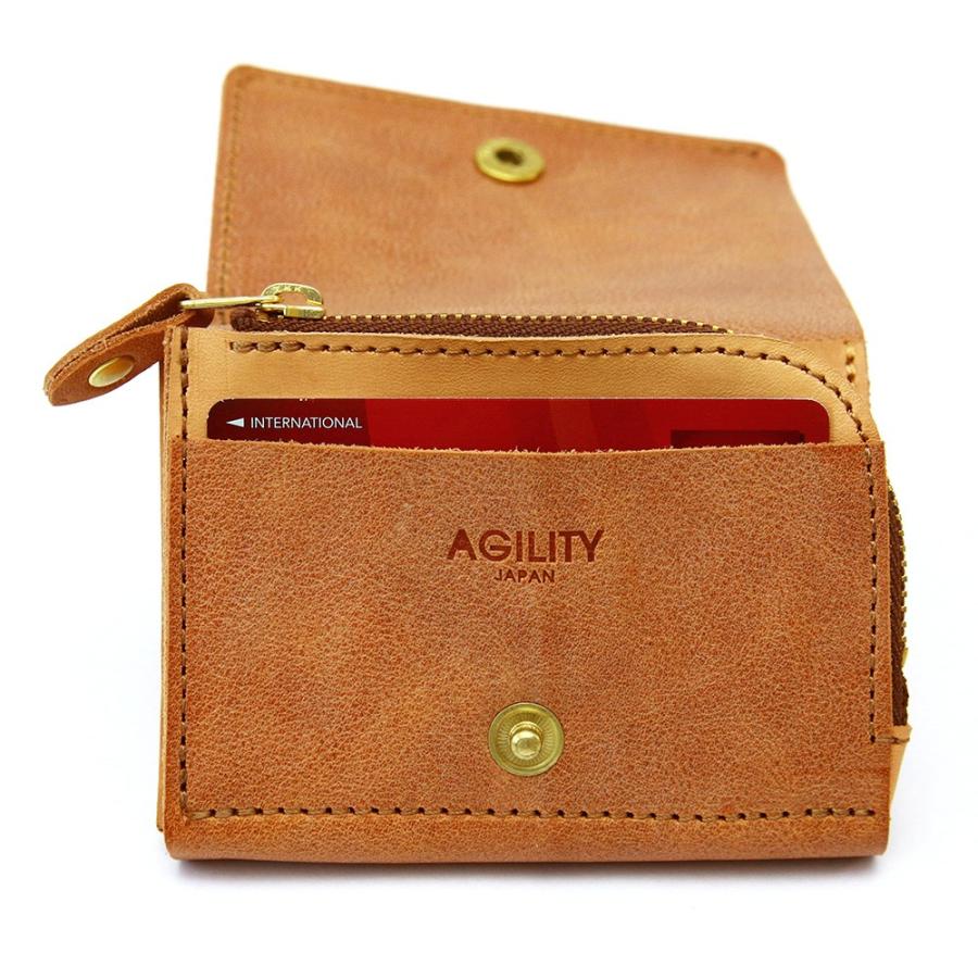 AGILITY（アジリティ） 二つ折り財布 フラップ 縦 L字ファスナー