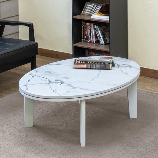 こたつ 105×70cm だ円 大理石調 ホワイト 白 マーブル模様 こたつ 105×70cm だ円 大理石調 ホワイト 白 マーブル模様