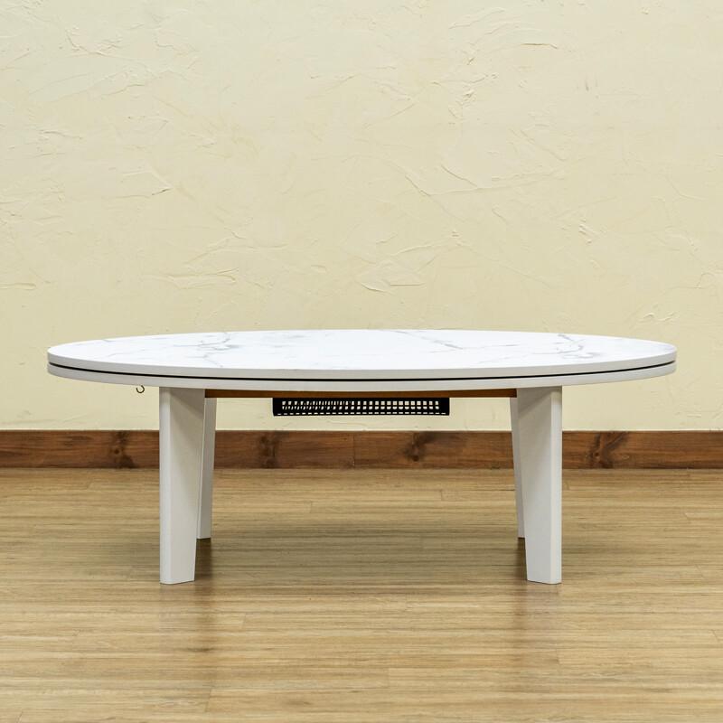 こたつ 105×70cm だ円 大理石調 ホワイト 白 マーブル模様 こたつ 105×70cm だ円 大理石調 ホワイト 白 マーブル模様