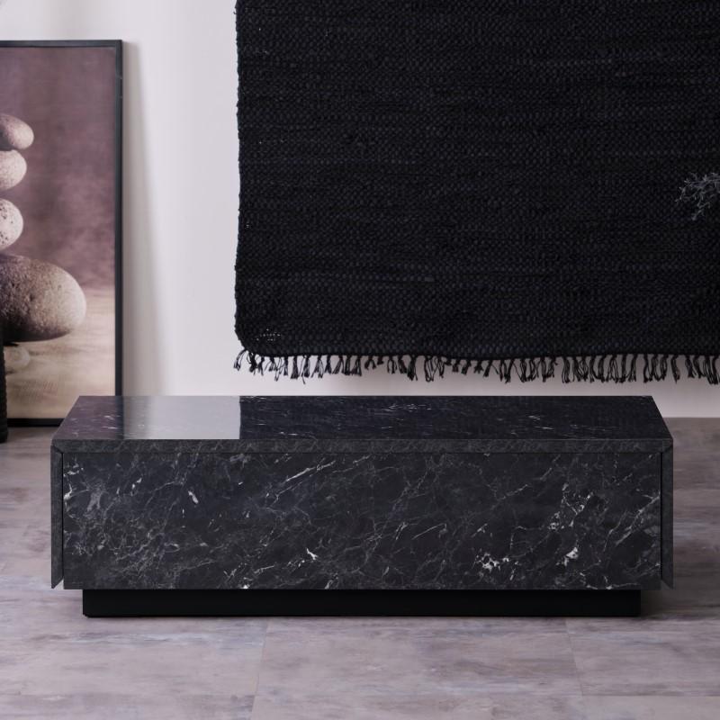 リビングテーブル 大理石風 黒マーブル