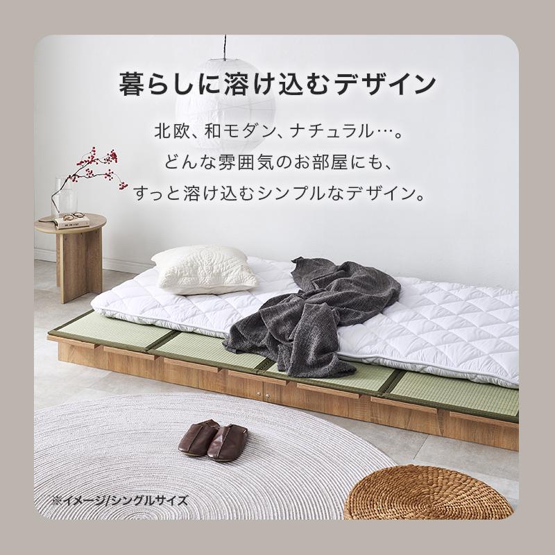 クイーンベッド フレームのみ セミシングル2台 すのこベッド