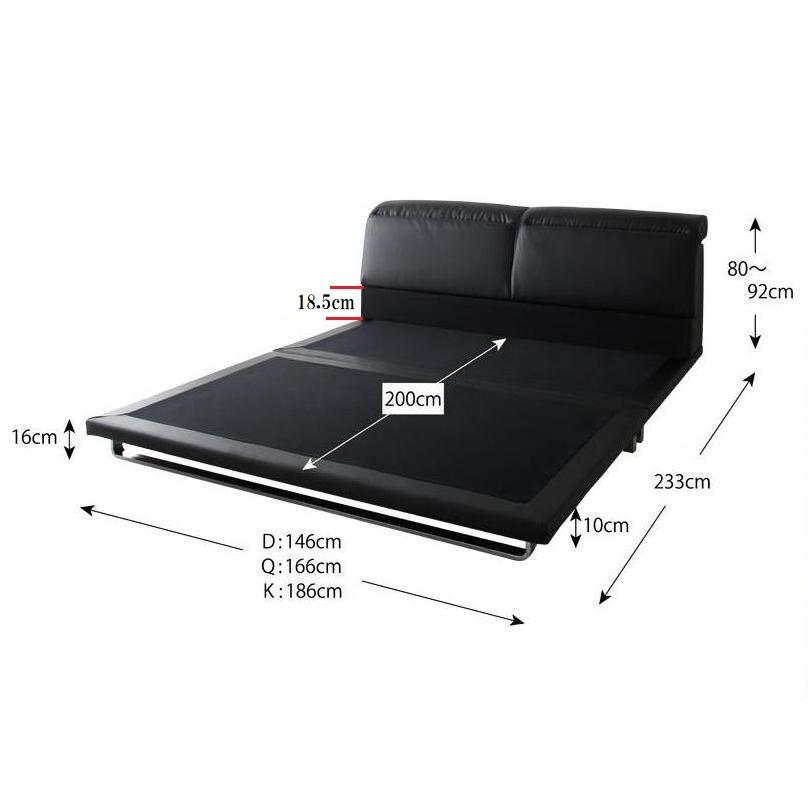 キングベッド 高級レザーベッド ブラック 黒 レザーベッド キング 大型