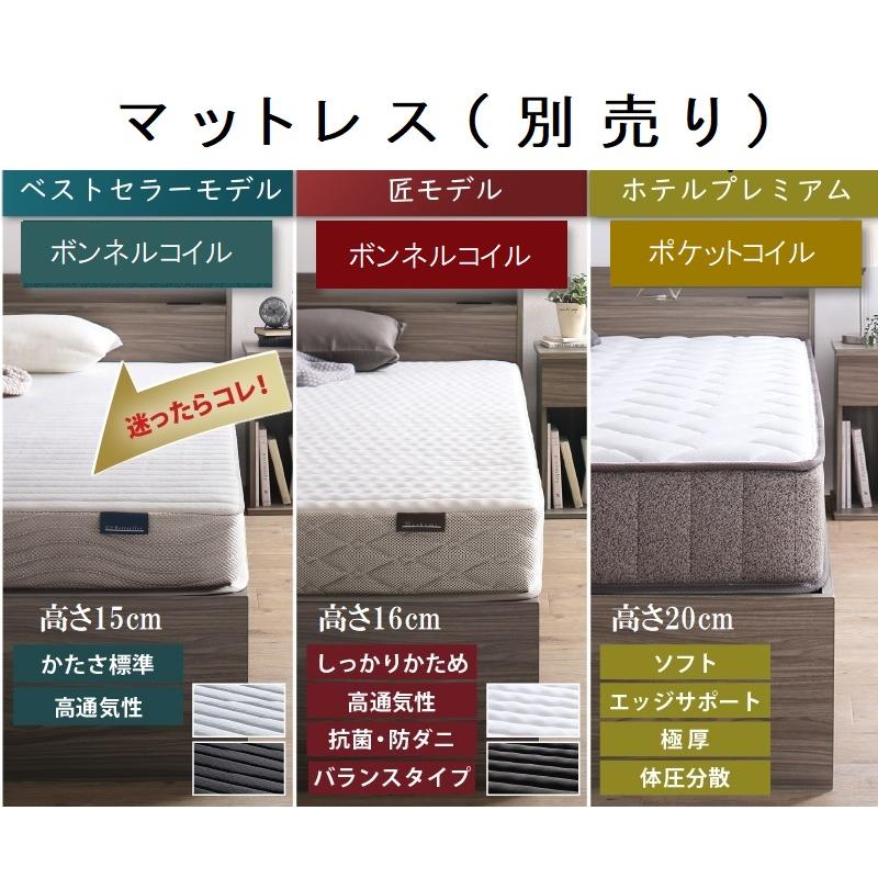 シングルベッド フレームのみ 引出し収納・棚・コンセント2個付 収納