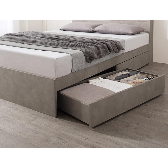 セミダブルベッド 引出し収納・マットレス・棚・コンセント2個付 収納