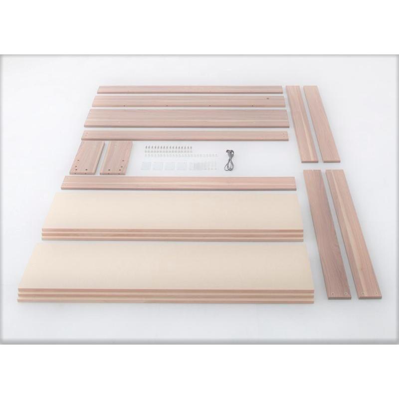 ダブルベッド 棚・コンセント・マットレス付き フロアベッド