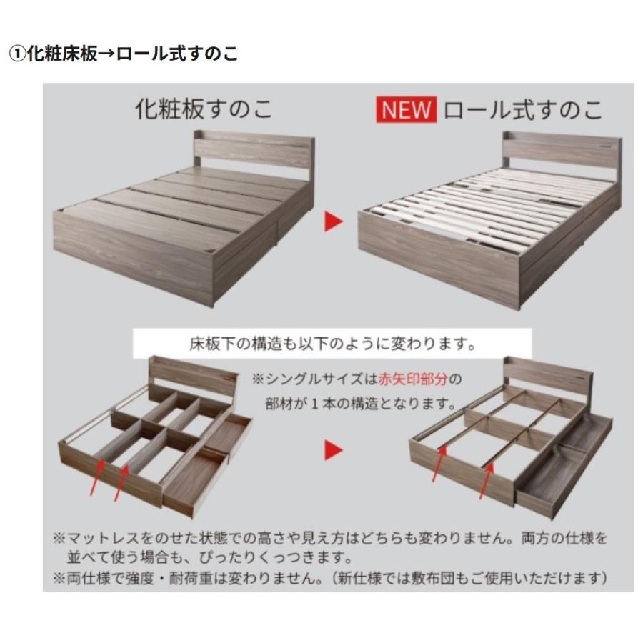 ダブルベッド フレームのみ 引出し収納・棚・コンセント2個付 収納