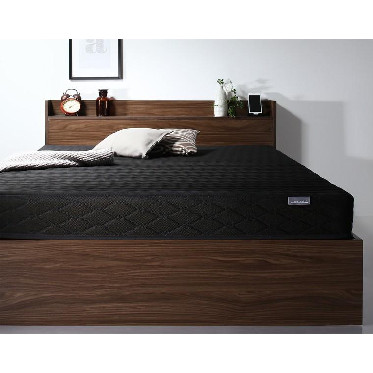 ダブルベッド フレームのみ 引出し収納・棚・コンセント2個付 収納