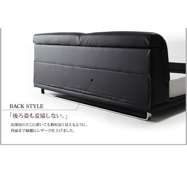 ダブルベッド 高級レザーベッド ブラック 黒 マットレス付き