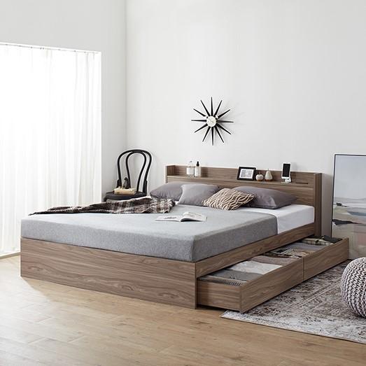 クイーンベッド　引出し収納・コンセント クイーンベッド 収納ベッド 引出し収納・棚・コンセント・ポケット