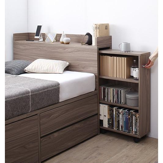 セミダブルベッド チェストベッド 引出し収納・スライド本棚・宮棚