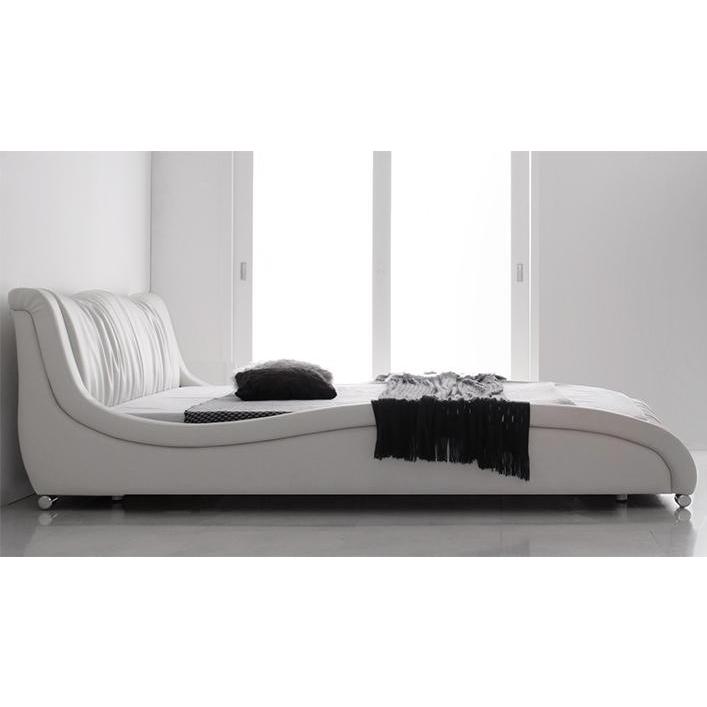 ダブルベッド 高級レザーベッド ホワイト 白 デザイナーズベッド