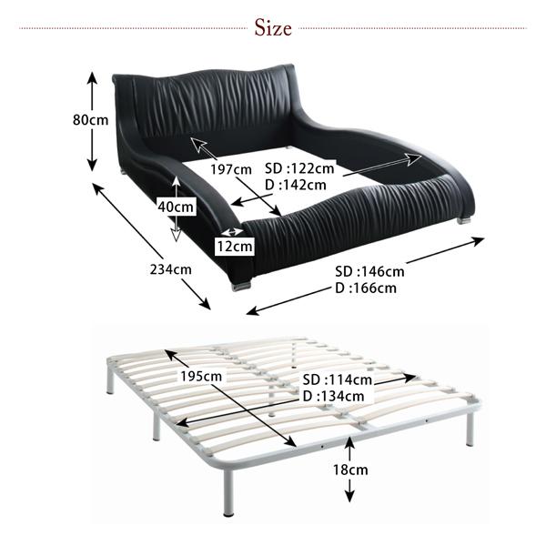 ダブルベッド 高級レザーベッド ホワイト 白 デザイナーズベッド