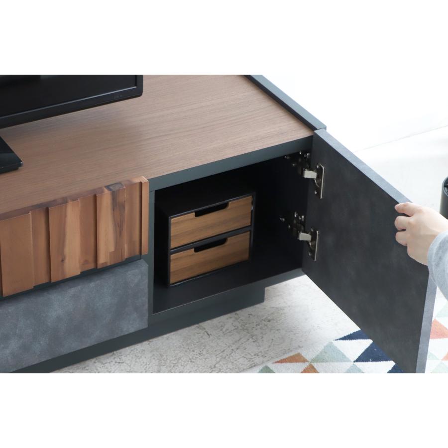 テレビ台140cm 60インチ対応 完成品 グレー＆ブラウン 日本製
