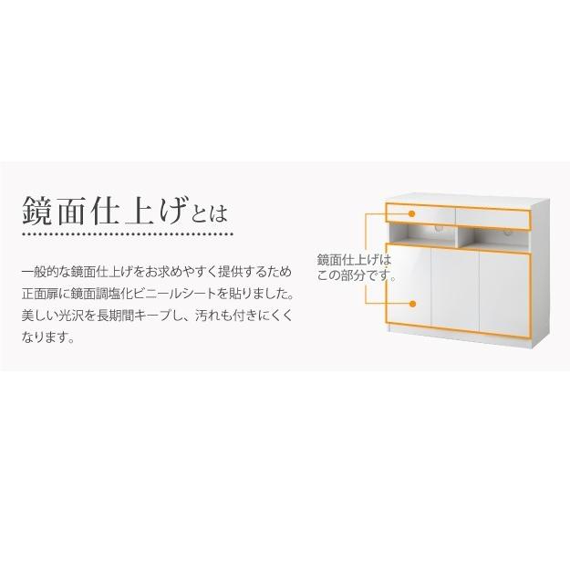 収納家具 テレビ台 90cm 40インチ対応 鏡面ホワイト 白 ミドルタイプ