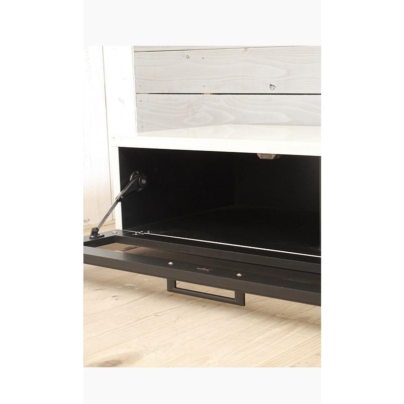 テレビ台120cm 50インチ対応 完成品 ホワイト＆ブラック 日本製