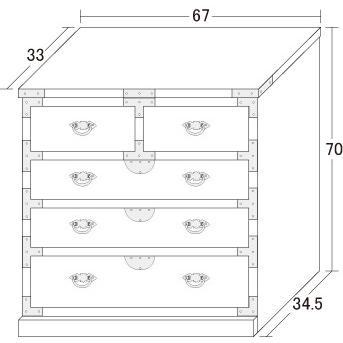 和たんす 幅67cm 和タンス 完成品 民芸調たんす 桐たんす アンティーク