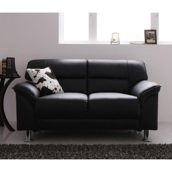 ラブソファ 二人掛けソファ 黒 ブラック 2P 黒 レザー