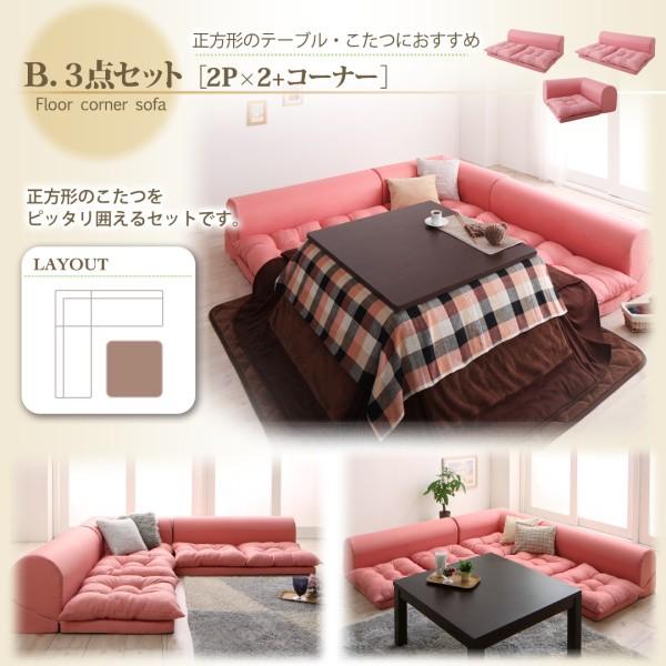 ソファセット ソファ3点セット2 日本製 国産 コーナーソファ フロア