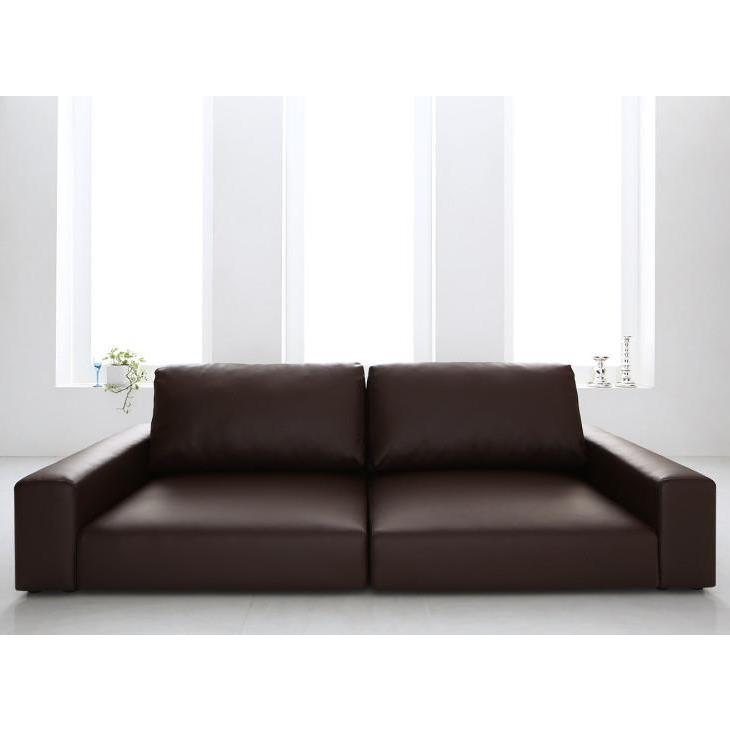 レザーソファ 3人用ソファ ブラック・ブラウン・アイボリー ローソファ