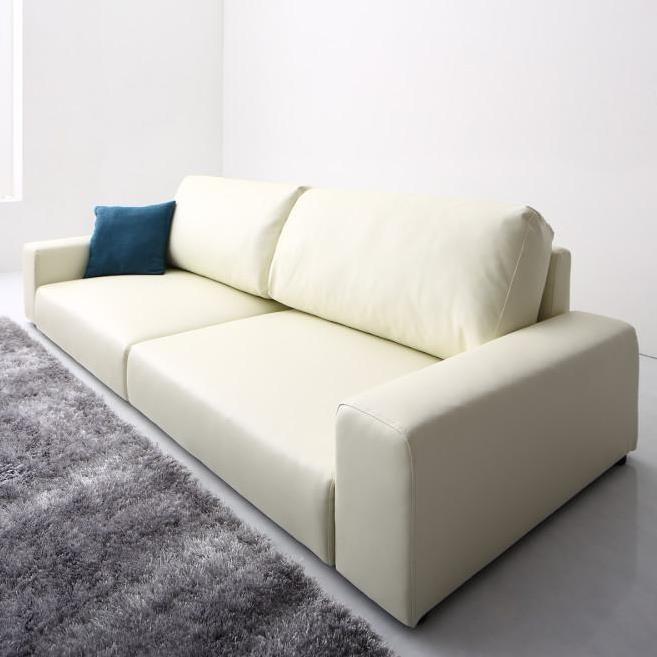 レザーソファ 3人用ソファ ブラック・ブラウン・アイボリー ローソファ