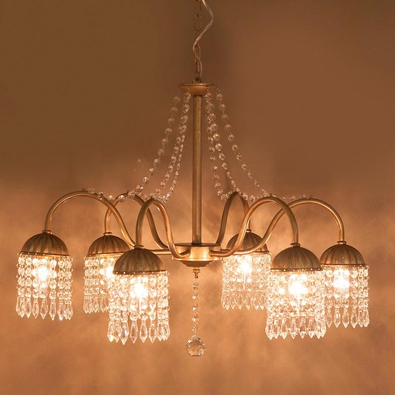 シャンデリア6灯 ゴールド アンティーク照明 1年保証 PSEマーク付き