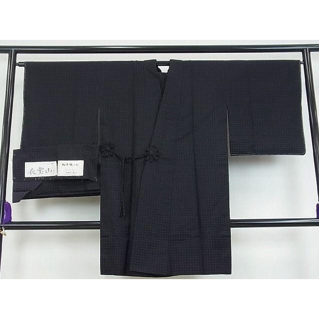 平和屋本店□極上 長羽織 単衣 乱菊 鉄黒色地 正絹 逸品 未使用 4kk0204