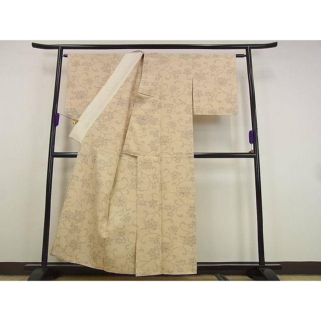 平和屋本店□極上 結城紬 80亀甲 単衣 更紗唐草文 証紙付き 逸品 未  