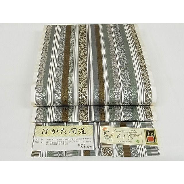 帯紋袋帯未使用本場筑前博多織両面全通柄証紙付き正絹