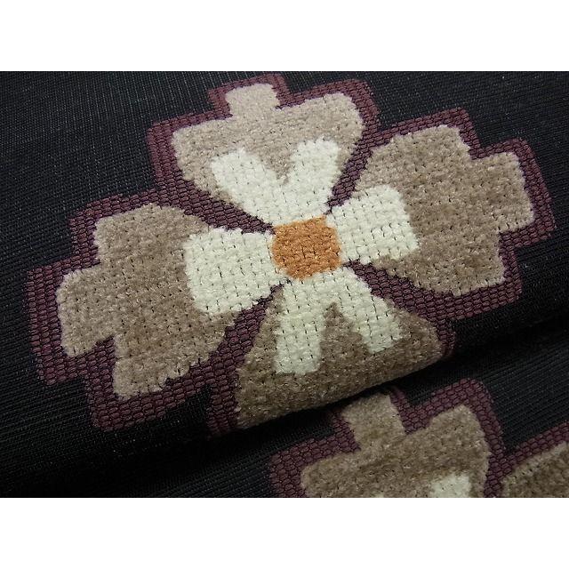 平和屋本店□極上 西陣 川島織物謹製 九寸名古屋帯 モール 舞花文 黒地  