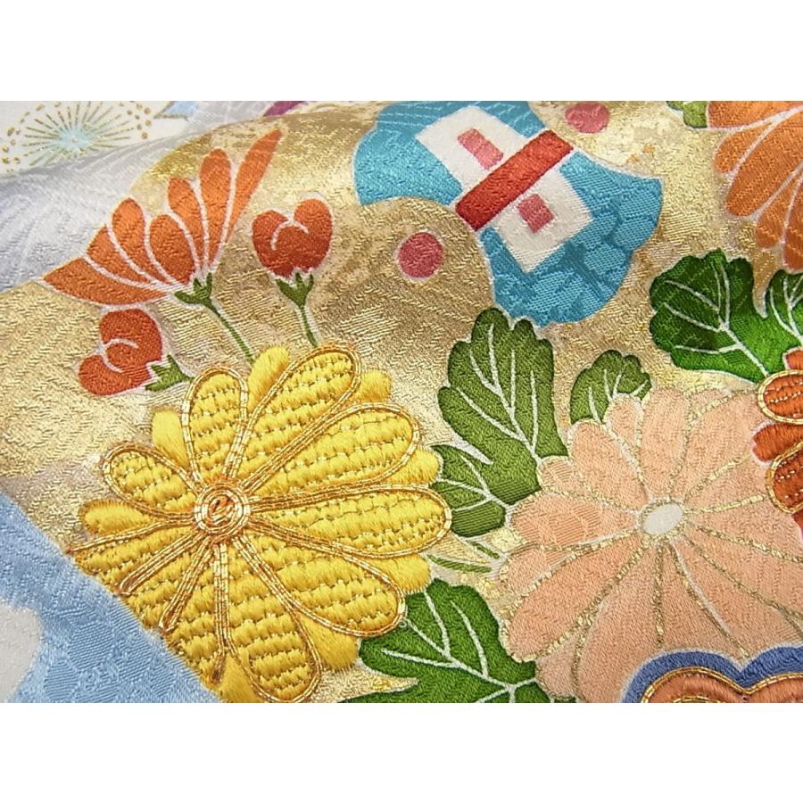 平和屋1□極上 創業460年・千總 振袖 駒刺繍 吉祥花文 金彩 反端付き 
