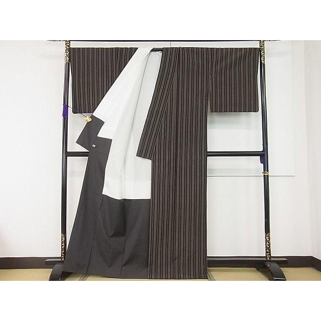 平和屋本店□極上 本場黄八丈 黒八丈 紬 西條吉広 手織 平織 縞 平和屋本店□極上 本場黄八丈 黒八丈 紬 西條吉広 手織 平織 縞