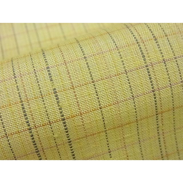 平和屋本店□極上 紅花紬 みちのく米沢 単衣 紅乱紬 格子柄 証紙付き  