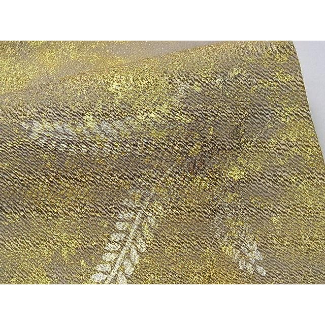 平和屋本店□希少 浦野理一 金彩友禅 九寸開き名古屋帯 草花文 鬼しぼ  