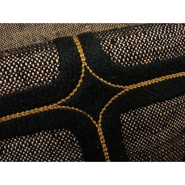 袋帯 すくい織 モダンな抽象模様 金銀糸 黒色 膨らまそ O-3348 