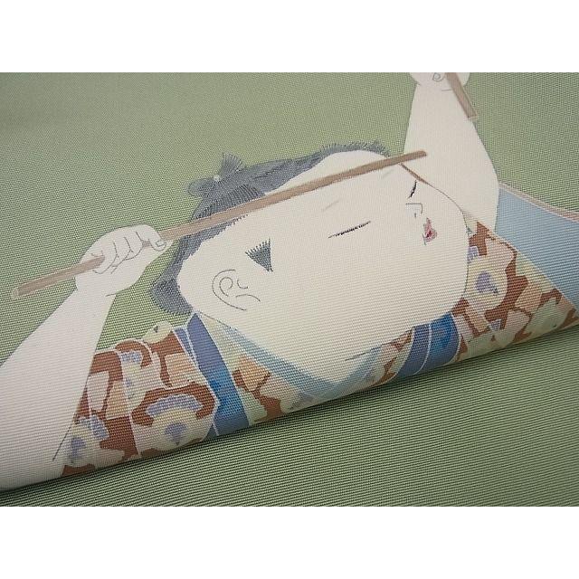 平和屋本店□希少 加賀友禅の巨匠 初代 由水十久 塩瀬 九寸名古屋帯