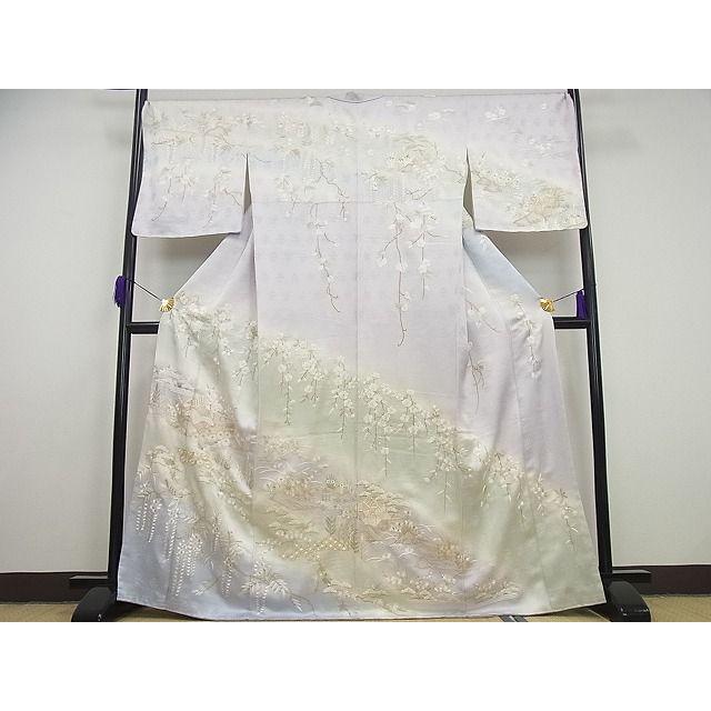 極上訪問着友禅風景草花文暈し染め正絹逸品