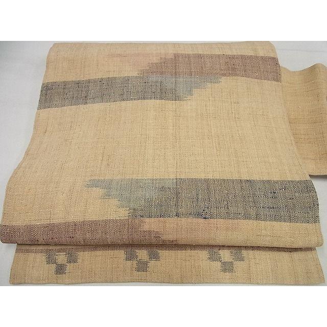 平和屋本店□希少 重要無形文化財 越後上布 九寸名古屋帯 大渕茂 霞文  