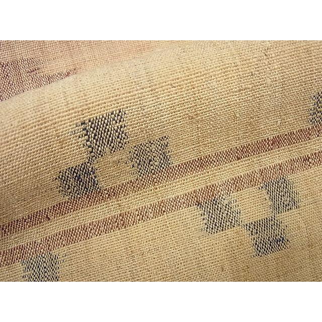 平和屋本店□希少 重要無形文化財 越後上布 九寸名古屋帯 大渕茂 霞文  