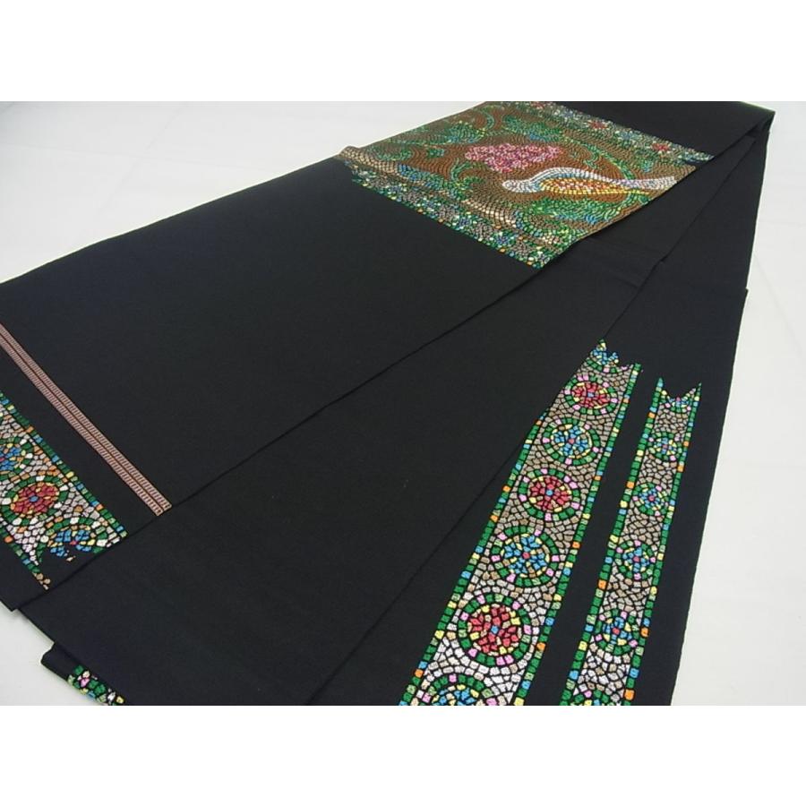 平和屋本店□極上 龍村美術織物 たつむら 全通柄袋帯 葡萄華鳥錦 黒地  