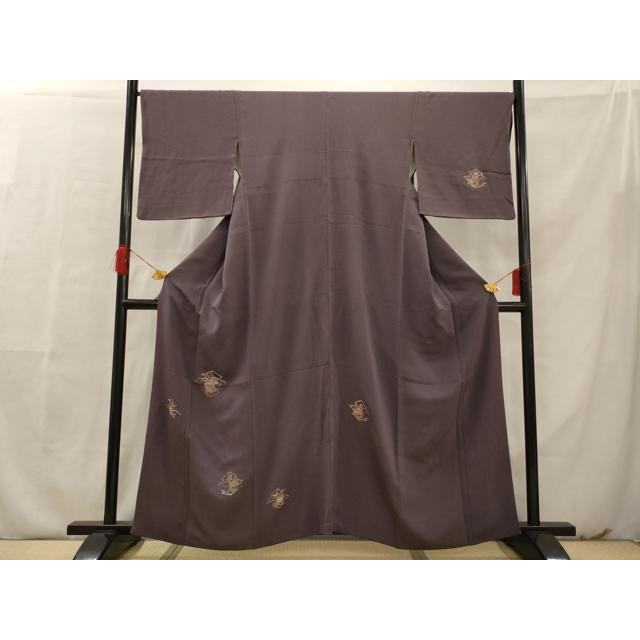 平和屋着物□訪問着 竹屋町刺繍 変わり松皮菱花文 金糸 鬼しぼ縮緬  