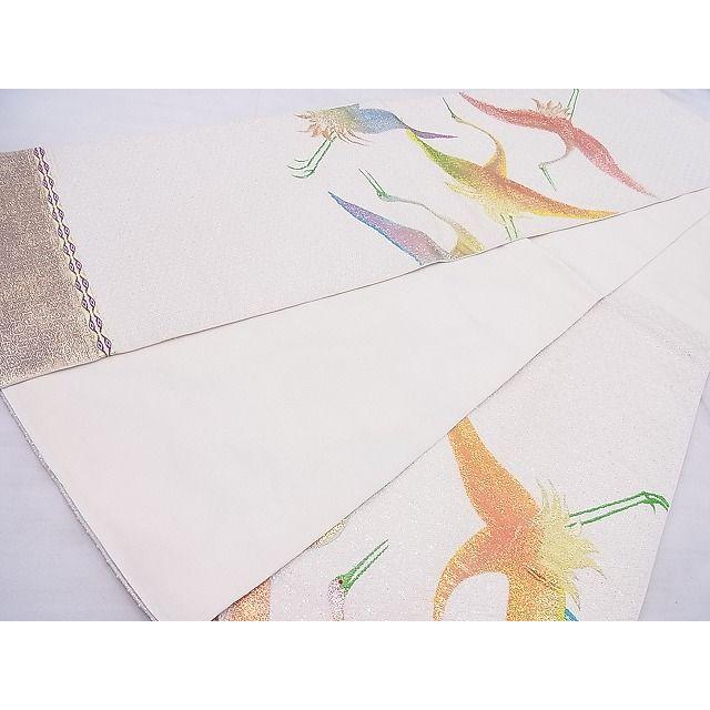 平和屋本店□最高級 龍村平蔵製 六通太鼓柄 本袋帯 光悦三羽鶴 金銀糸  