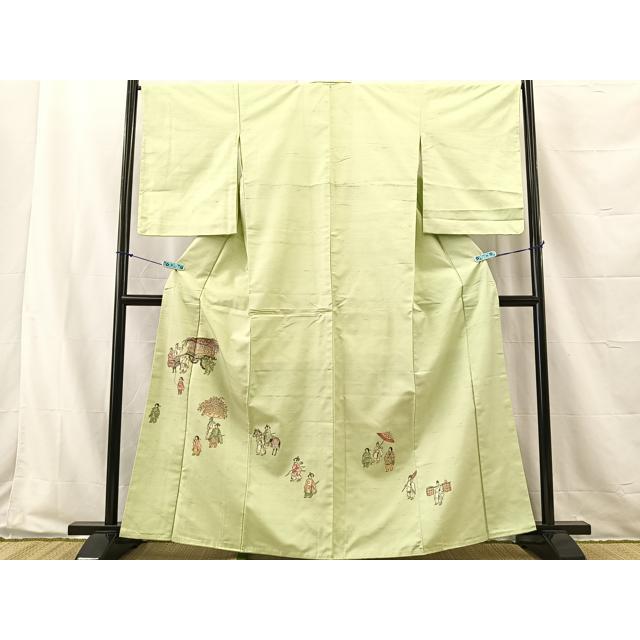 平和屋着物□京の名門・菱屋六右ェ門 紬 色留訪問着 平安人物文 正絹  