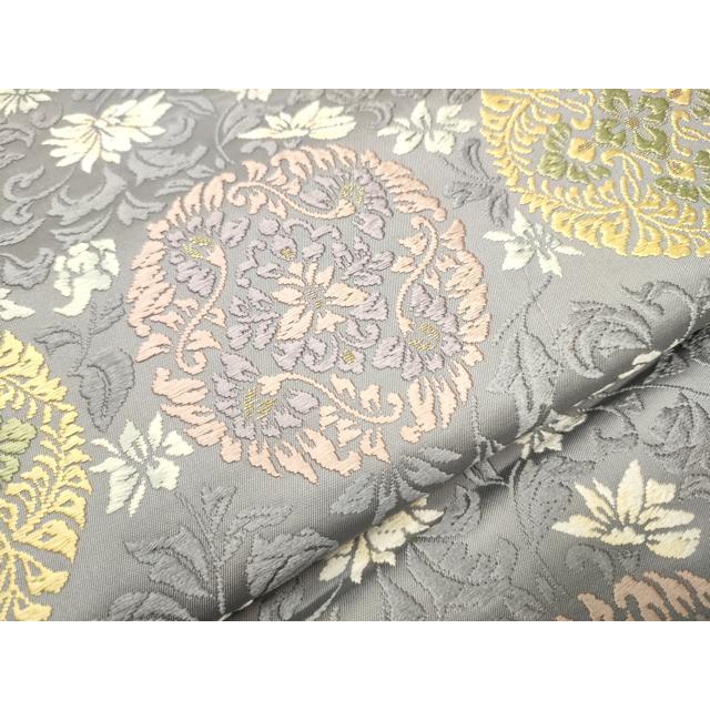 平和屋着物○六通柄袋帯 唐織 花唐草文 金糸 正絹 逸品