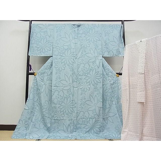 平和屋本店□極上 お召・長襦袢セット 舞花文 やまと金ラベル 逸品 未  